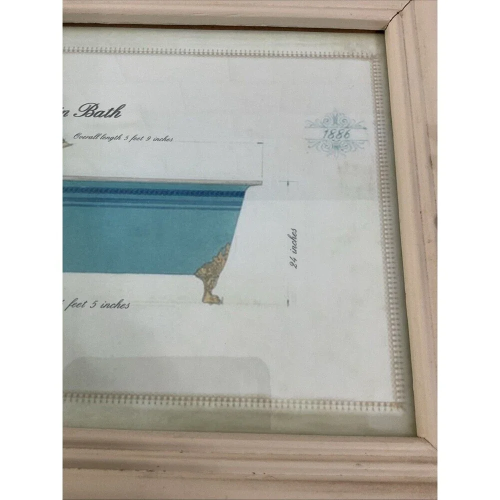 Bathroom Decoration Framed Roman Porcelain Design Bathtub.16” x 12.25” - Picture 14 of 16